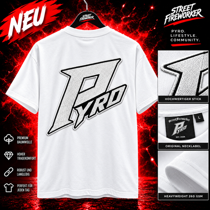 PYRO Heavyweight T-Shirt Weiß – 260 GSM | Premium Stick
