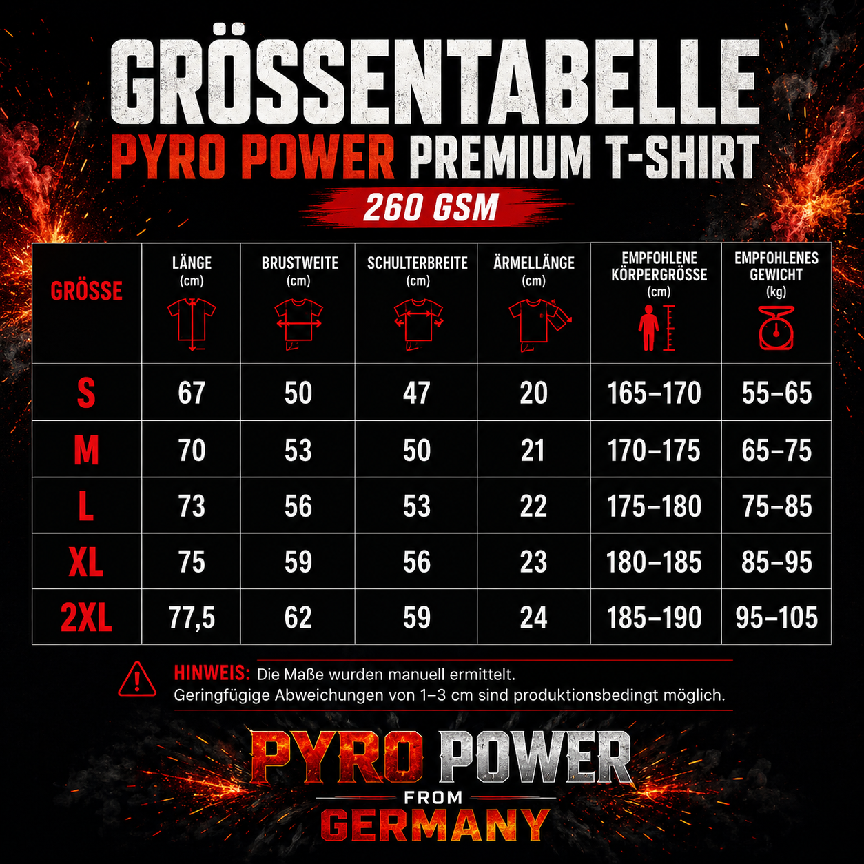 🔥 PYRO POWER FROM GERMANY Premium Heavyweight T-Shirt – 260 GSM 🔥